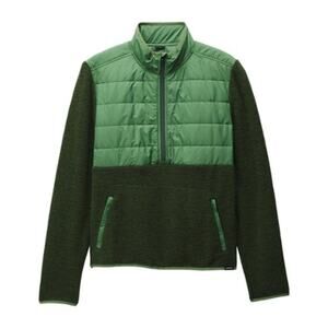 Prana Wooly Bird Fleece 1/2 Zip Sweater Men's S Ivy Green Standard Fit Pullover